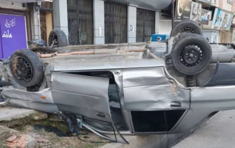 تصادف و واژگونی دو پراید در خیابان جنگل کردکوی